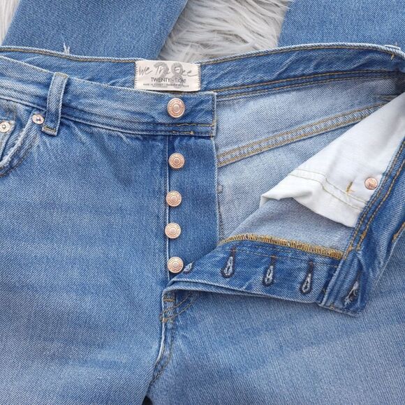 We The Free Maggie Mid Rise Straight Leg Distressed Light Stone Wash Size 28 - Picture 6 of 9